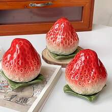 1 Piece Of Simulated Ceramic Fruit Persimmon Money Jar, Tea Sealed Jar, Creative Strawberry Ceramic Jar, Home Decoration Ornament