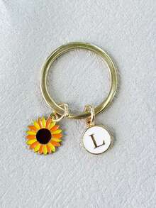 个性化向日葵钥匙扣，男孩礼物，吊坠，圣诞节，感恩节向日葵礼物 - 太陽花黃色 - 查看 4