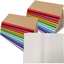 5 Packs Lined Kraft Notebooks Lined, Notebooks, Kraft Soft Cover Composition Notebook Bulk, Classroom Notepad, Bulk Journals Women, Ruled Subject Notebooks, Travel Diary, Journals Memo, Thickened Paper 30 Sheets 60 Pages Students, Office, School Supplies - 10 多色 - 查看 1
