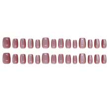 24pcs Metallic Rose Gold Press On Nails, Short Oval Glossy Fake Nails, Mirror Chrome Effect Full Cover Artificial Finger Nails For Women & Girls - MY063 - Xem 6