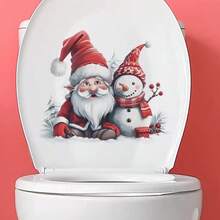 Pegatinas de baño con muñeco de nieve y flores de Navidad, decoración de pared autoadhesiva