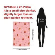 1 pieza Manta de franela con diseño de hombre de jengibre rosa navideño, bastón de caramelo, copos de nieve y lunares, 280 g/m², manta de tiro, manta para cama, tapiz, alfombra, resistente al desgaste, no suelta pelo, no se descascarilla, no se descolora, adecuada para decoración del hogar, las cuatro estaciones, decoraciones de invierno, decoración de dormitorio, artículos de decoración de habitación, decoración de sala de estar, manta de picnic, regalos para mejores amigos, cama.