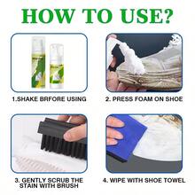 H4Cacle White Shoe Dry Cleaning Agent, Foam Cleaner For White Sneakers, Effectively Removes Yellow Stains. Waterless Foam Sneaker Cleaner Suitable For White Shoes, Suede, Boots, Canvas, PU Materials, Fabrics, Etc. - 428 - View 12