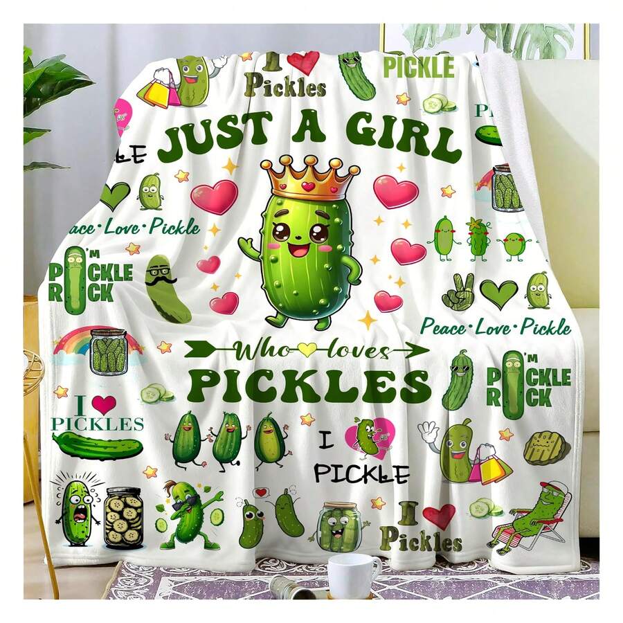 Funny Pickle Blanket Gifts For Women Men Pickle Lovers,Flannel Pickles Throw Blankets Pickles Stuff Gifts For Birthday Christmas 50"X40" Pop Gift (Multiple Sizes Available) Nordic Style Acrylic Rectangular Office Nap Sofa Blanket, Air Conditioning Blanket, Knitted Small Blanket, Shawl Cover Blanket, Bed End Blanket Soft & ,Skin-Friendly Multi-Size Versatile Blanket ,Lettering Numbers Doodle Christmas Blanket,Chicken PrintingPerfect Christmas, Halloween, Birthday Gift For Home Decor,Uplifting Gift For Friends, Family, Happy Valentine's Day,Happy New Year. - 彩色 - 查看 1