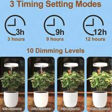 Luz de crecimiento de ángel de 9 cm, luz de cultivo LED de espectro completo para plantas de interior en maceta, altura ajustable, temporizador automático 3/9/12H, pequeño diámetro, adecuado para plantas pequeñas