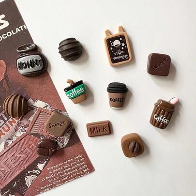 8pcs/10pcs/12pcs Cute Realistic Coffee Food Fridge Magnets, Suitable For Office Whiteboard, Home Kitchen, Ideal For Kitchen And Office, Great Gift For Holidays - Applicable For Fridge, Office And Home Decor, Kitchen And Office Accents, Adorable Design, Resin Material, Fridge Magnet Stickers, Chalkboard Magnet Stickers, Fridge Stickers, Fridge Magnets