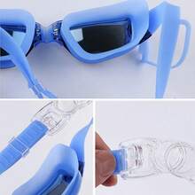 Gafas De Natación con Tapa Oídos Para Niños Lente Electroplating - Azul - Ver 4