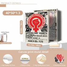 1 pieza Póster de lienzo, reimpresión del póster de un mitin político, póster del Día de la Mujer de marzo de 1975, arte de pared para sala de estar, decoración de pared para dormitorio, decoración del hogar, acentos de pared, arte de pared, decoración de pared, decoración de otoño, acentos de pared, decoración de habitación, moderno, citas