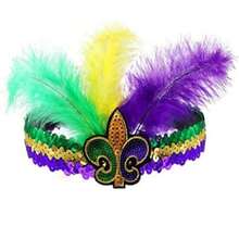 Mardi Gras Feather Headband Sequins Glitter Hair Band For Festive Parties Carnival Celebrations And Costume Events Sparkling Unisex Accessory With Eye-Catching Feathers And Shimmering Sequins For Ultimate Glamour And Fun - như hình ảnh - Xem 1