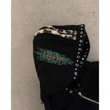 New American Street Retro Hoodie Loose Metal Decoration Y2K Personalized Zipper Sweater New - 黑色 - 查看 9
