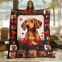 Super Soft Cute Dachshund Prints Flannel Printed 3D Blanket, As Birthday Gifts, Family, Wedding, Souvenir Blankets, Polyester Blankets Suitable For All Seasons, Washable, Machine Washable, Lightweight, Breathable, Comfortable, Warm, Unique, 280gsm For Him, Her Personalized Ideal Gifts For Her, Him, Family, Boyfriend, Girlfriend, Father, Family, Mother, Lover, Daughter, Son, Grandfather, Grandmother, Friend, Classmate, Pet.   Perfect Nap, Camping, Travel, Home, Daily Life, Office Decoration, Birthday, Anniversary, Valentine's Day, Thanksgiving, Christmas, Halloween, Mother's Day, Father's Day, Wedding, New Year Gifts ,Sofa,Bed,Car,Bedroom,Living Room,Office,  Outdoor Camping, Beach,Wall Decoration - Nhiều màu 32 - Xem 4
