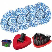 2 Microfiber Mop Refills And 2 Chenille Mop Pads,1 Upgrade Scrub Brush 1 Spin Mop Base O Cedar RinseClean 2 Spin Mop System,Spin Microfiber Mop Refills Cleaning All Floors - 4 xanh + 2 đỏ - Xem 12