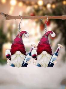 Pendientes creativos de gnomos navideños, pendientes de gnomos de copa de vino de acrílico para Navidad y Halloween, pendientes navideños únicos, adecuados para usar en Navidad, Año Nuevo, regalos de Navidad y Año Nuevo