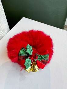 Diadema con lazo navideño de peluche, cinta elástica dulce y de alta elasticidad con bandas de goma, diadema con bucle de toalla, diadema, diadema, diadema, diadema decorativa para ambiente navideño, diadema decorativa para fiesta de Navidad, diadema para fotografía de ambiente navideño, accesorio para el cabello de otoño e invierno, diadema para vestir diaria, diadema con lazo para moño, diadema para peinado de cola de caballo alta