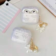 简约防摔珍珠蝴蝶结苹果第四代耳机保护套，适用于Pro 3/Pro 2/1/2无线蓝牙耳机，防摔 - 珍珠蝴蝶 - 查看 5