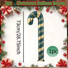 1 件/4 件超大 59 英寸拐杖糖气球 - 巨型圣诞装饰（粉色、绿色、金色、青色） - 室内/室外使用、生日、新年派对装饰 - 无需电源，用泵轻松充气 - 节日派对用品、糖果主题圣诞装饰、条纹图案、优质材料、节日气氛、活动装饰、可重复使用 - 彩色 - 查看 17