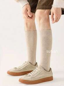 3双男士加长加厚羊毛混纺腿套，柔软美利奴羊毛混纺过膝腿套，适合冬季、滑雪和商务穿着 - 彩色 - 查看 8