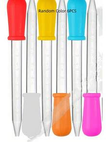 6pcs Liquid Droppers, Silicone And Plastic Pipettes Transfer Eyedropper With Bulb Tip Back To School - 6pcs Random Colors - View 11