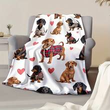Super Soft Cute Dachshund Prints Flannel Printed 3D Blanket, As Birthday Gifts, Family, Wedding, Souvenir Blankets, Polyester Blankets Suitable For All Seasons, Washable, Machine Washable, Lightweight, Breathable, Comfortable, Warm, Unique, 280gsm For Him, Her Personalized Ideal Gifts For Her, Him, Family, Boyfriend, Girlfriend, Father, Family, Mother, Lover, Daughter, Son, Grandfather, Grandmother, Friend, Classmate, Pet.   Perfect Nap, Camping, Travel, Home, Daily Life, Office Decoration, Birthday, Anniversary, Valentine's Day, Thanksgiving, Christmas, Halloween, Mother's Day, Father's Day, Wedding, New Year Gifts ,Sofa,Bed,Car,Bedroom,Living Room,Office,  Outdoor Camping, Beach,Wall Decoration - Nhiều màu 33 - Xem 3