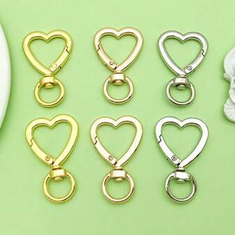 5/6pcs Heart Swivel Spring Clasps Carabiner Buckle Metal Spring Key Chain Hook Clasps Hardware Accessories For Handbag DIY Bags Key Rings And Craft Making