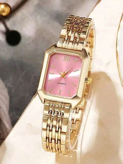 ساعة نسائية كوارتز مربعة بتصميم بسيط