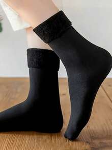 1/8/10 Pairs Winter Knitted Socks, Unisex, Thermal Lined, Thick, Warm, Self-Heating, Snow Socks - Multicolor - View 4