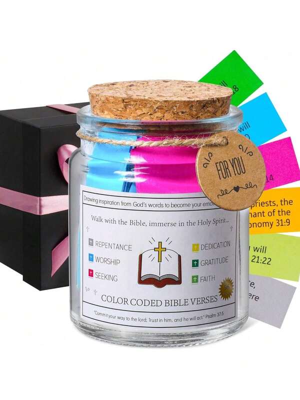 Bible Verse Jar, Read Me When Bible Verses Jar For Emotions And Feelings, Christian Gifts For Women, Graduation Gift, Bible Verses In A Jar, Prayer Hope Jar, Comes With A 48-Inch Ribbon Bow.