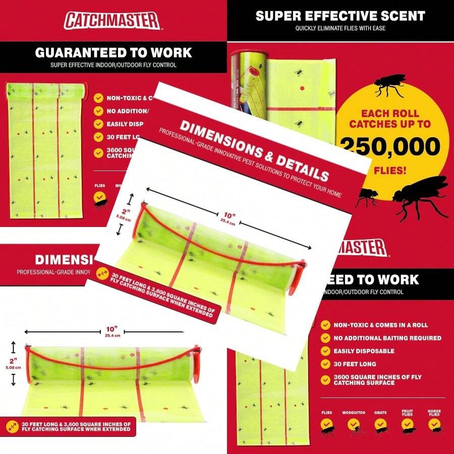 Giant Fly Glue Trap 1-Pack 30 Feet Each Adhesive Fly Traps Outdoor Sticky Bug Catcher Bulk Flying Insect Paper Roll Pet Pest Control For Garage Barn Greenhouse And Garbage Room - Màu vàng - Xem 1