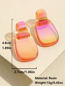 1 Pair Minimalist Candy Color Geometric Round Drop Earrings, Elegant Resin Earrings Jewelry Gift For Women, Girls, Suitable For Daily Wear, Party, Travel