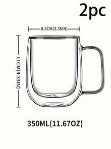 2pcs Simple Light Luxury Double-Layer Insulated Heat Preservation Good Glass Coffee Cup With Double Wall Insulation, Transparent, With Portable Handle, Suitable For Cappuccino, Latte, Tea, Hot And Cold Drinks, Suitable For Easter, Christmas, Birthday Party Back To School