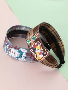 مشبك شعر فتاة كيوت بنمط المربعات، بطراز مدرسي، بلون بيج