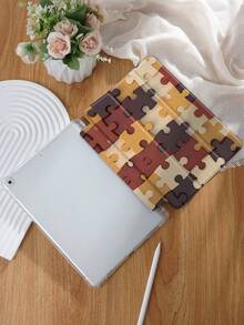 Wood Grain Puzzle Pattern Tablet Protective Case,Compatible With IPad 9.7/10.2/10.5/10.9/12.9/Pro 11, 10th Gen,Compatible With Samsung Galaxy Tab S6 Lite 10.4 Inch,Compatible With Kindle Paperwhite 12th Gen 2024,Kindle (11th Generation) 2022 Release,Kobo Clara Colour,Soft Anti-Fall Protection,Smart Stand/Automatic Wake Up/Sleep