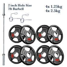 Shark Power Gear Tri Grip Weight Plates (Pair & Sets) – Compatible With 2 Inch Barbell (4ft / 5ft / 6ft / 7ft) – Full Home Gym Strength Kit - A - Ver 94