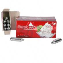 Paquete de cápsulas de óxido nitroso para sifón crema batida 24 piezas accesorios repostería preparación postres espumas cocina profesional calidad alimentaria compatibles - Plateado - Ver 6