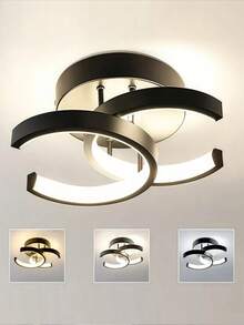 Lámpara De Techo Moderna Decorativa, tres modos de iluminación, blanco cálido, luz fría, luz cálida, adecuada para cocina, dormitorio, se puede utilizar como luz de puerta y luz de pasillo,Fiestas, Regalos, Día de Reyes, Botiquines de Emergencia - Negro - Ver 12