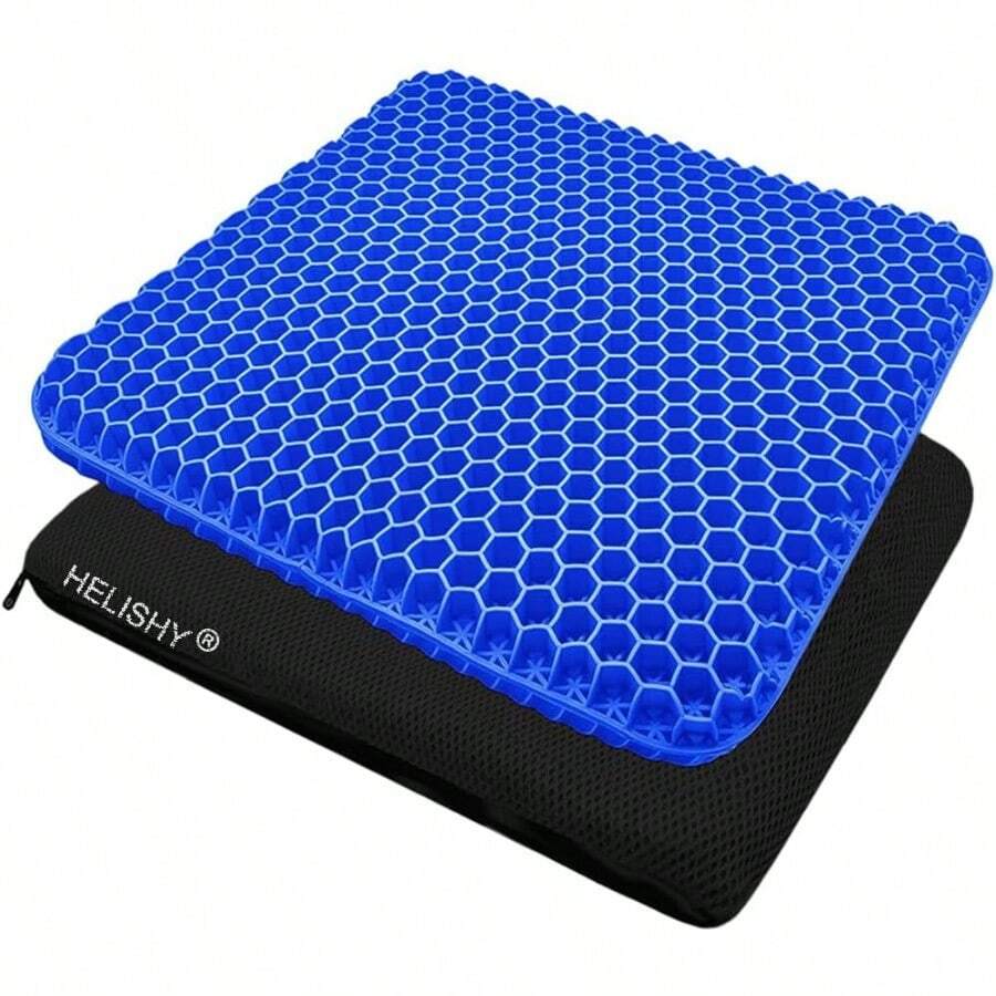 Gel Seat Cushion Super Large Gel Cushion Chair Pads With Non- Cover For Home Office Car Seat Wheelchair Soft Breathable Honeycomb Seat Cushion For Relieve Hip Pain As Seen On TV - 藍色+16*14*1.65英寸 - 查看 1