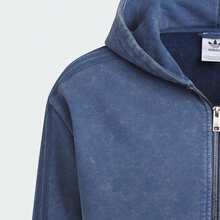 Adidas 男士宽松破洞三叶草牛仔夹克 - 藍色 - 查看 5