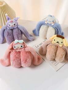 SANRIO 1 件可爱卡通纯色 Hello Kitty 毛绒耳罩，休闲户外自行车保暖耳罩，厚毛耳套，适合秋冬 - 彩色 - 查看 2