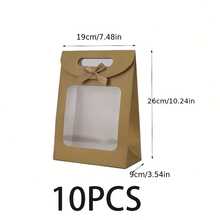 5/10pcs/Set Kraft Paper Gift Bag With Transparent Window And Handle - Used For Packaging Candies, Weddings, Thanksgiving And Parties Back To School Valentine Day - Multicolor - View 19