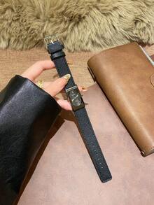 1 件女士奢华黑色石英手表，搭配黑色表带，适合日常搭配 - 黑色 - 查看 2