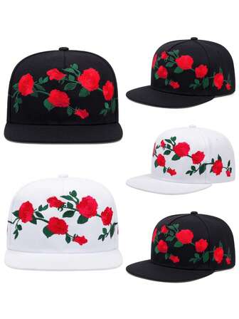 2025 Creative Fashion New CSBL Rose Embroidered Flat Edge Hat Street Dance Personalized Hip Hop Hat Street Skateboarding Hat Outdoor Daily Life Commuting Decoration Hat Leisure Sports Sunshade Hat Unisex Baseball Hat