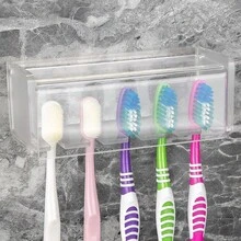 Wall Mount Toothbrush Holder With Cover, Toothbrush Storage Organizer For Shower, Toothbrush Hanger With Automatic Toothpaste Squeezer Dispenser - Frosted 1 Gói - Xem 1