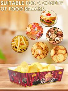 10 件/20 件/40 件电影之夜小吃托盘纸质食品托盘电影院小吃盒食品容器支架派对用品小吃爆米花汉堡薯条热狗玉米饼玉米片爆米花派对包装饰 - 彩色 - 查看 7