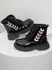 1 Pair New Colorful Woven Striped Clover Pattern Fashion Boots - Black - View 7