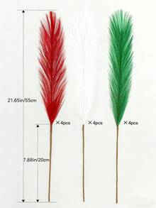 33Pcs/15Pcs/6Pcs Christmas (Green White Red)Artificial Pampas Grass 55cm/21.65in Fluffy Faux Flower Beige, Brown, Orange Colored Artificial Reed Faux Pampas Grass For Home Farmhouse Decor, For Bohemian Decor, Artificial Flower Fake Pampas Decor,