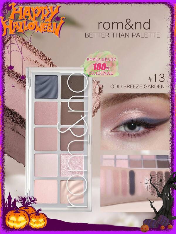 Rom&nd Paleta de sombras de ojos Romand Better Than Palette 13 ODD BREEZE GARDEN, sombras naturales diarias, difuminables, colores ricos, textura aterciopelada, mate y con brillo, alta pigmentación, larga duración, maquillaje coreano, K-Beauty, 8.3g/0.29oz