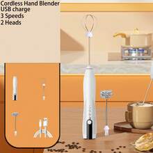 J-16 家用电动咖啡奶泡器，电动奶泡器，牛奶搅拌器，双头设计，三档速度调节，USB充电，奶泡器，打蛋器，咖啡奶泡器，ABS+304不锈钢材质 - 彩色 - 查看 10