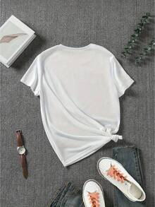 Women's Funny Graphic T-Shirt With Mask - "Smile Now, Cry Later" Slogan - Soft Casual T-Shirt For Everyday Wear - White Top For All Seasons - 白色 - 查看 2