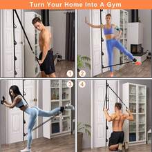 1 pezzo Fascia di resistenza per porta, attrezzatura per allenamento di resistenza domestica senza bisogno di forare, attrezzo per esercizi portatile - nero - Visualizzare 2