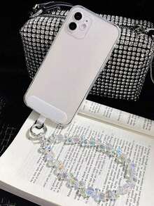 Luxury White Crystal Bead Portable Chain Bracelet With Phone Holder - Fashionable Accessory Fits All Smartphone Models - 白色 - 查看 5